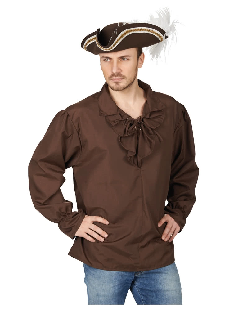 Miitelalter Hemd Mit Rüschenkragen Braun