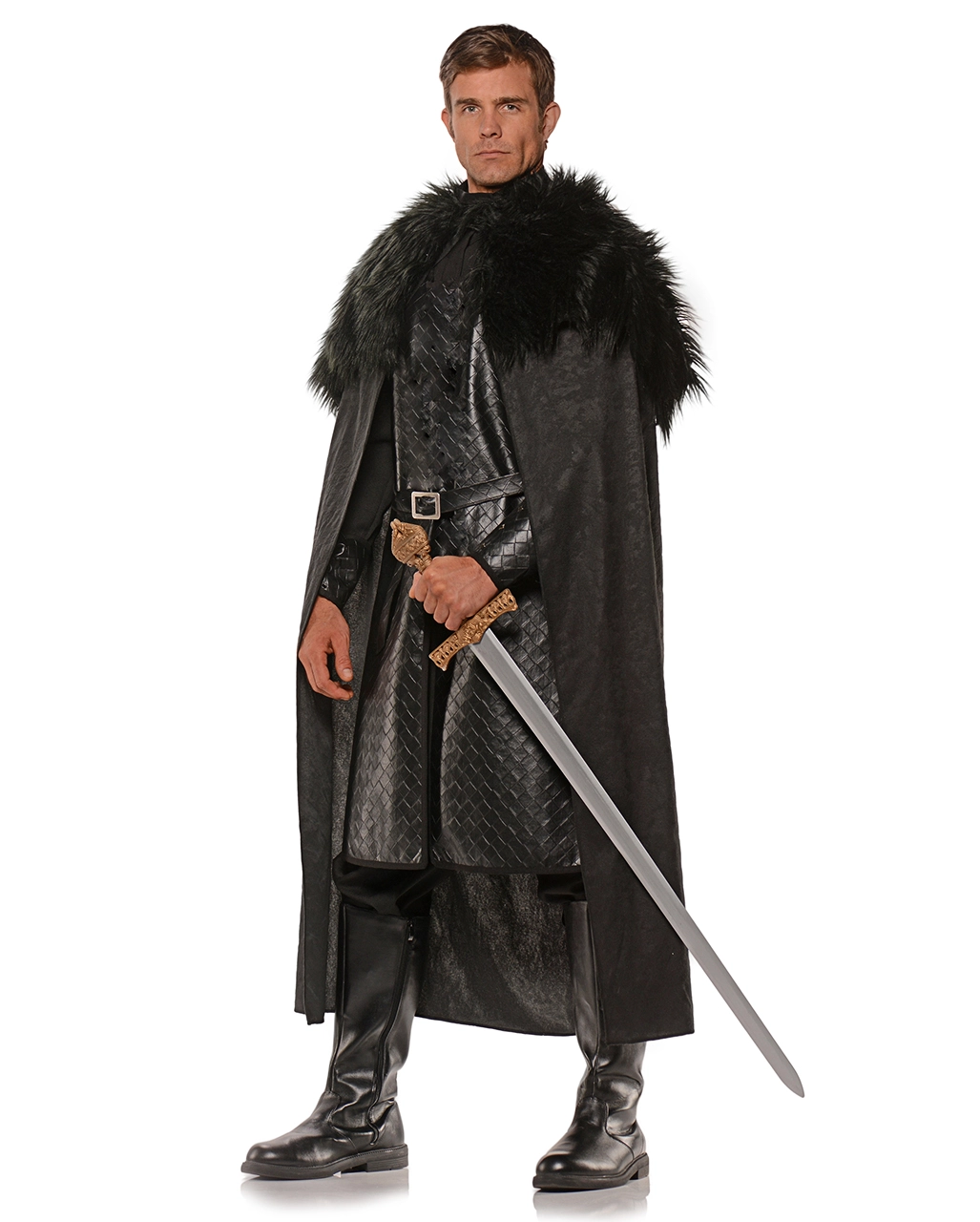 Renaissance Umhang Mit Kunstfell Schwarz