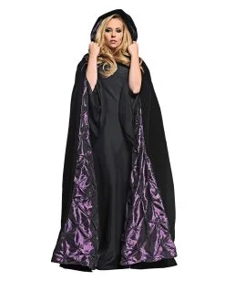 Samt Kapuzenumhang Schwarz-violett